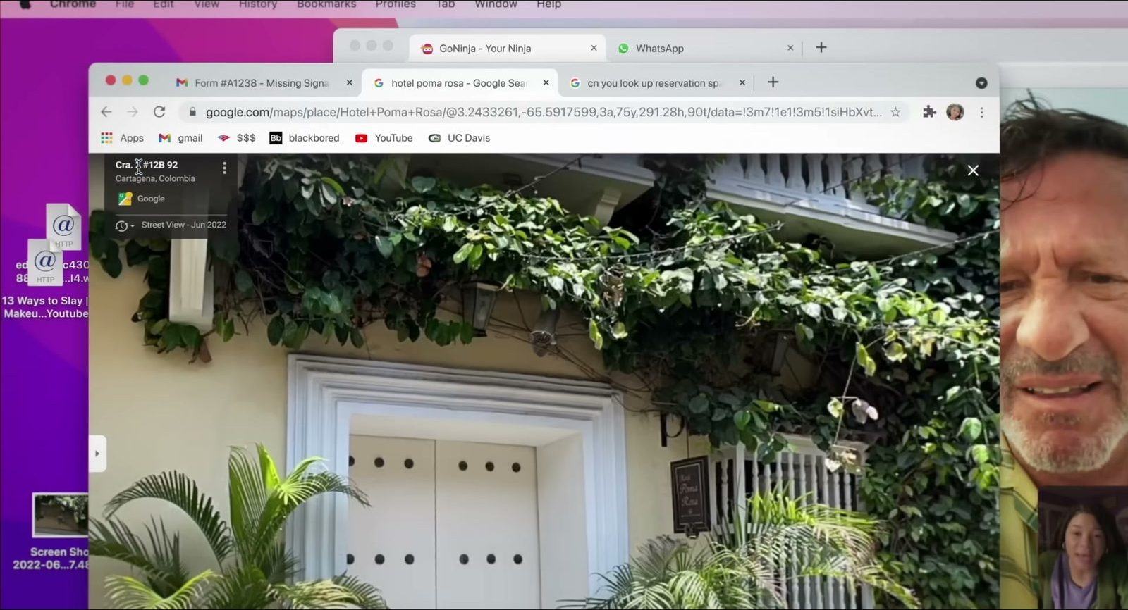 电脑屏幕同时显示临街房屋和视频通话窗口